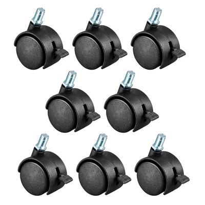 8 Pcs M8 x 15mm 1.5 Inch 39mm Swivel Threaded Stem Brake Caster Wheels Nylon - 1.5" with Brake, M8x15mm, 8pcs