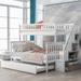 Modern Pine Wood Twin over Full Bunk Bed with Full Length Guardrail, Wheeled Bed and Handrail Stairs with Storage