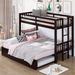 Modern Pine Wood Twin over Twin Bunk bed with Full Length Guardrail, The Down Bed can be Stretched into Two Twin Size Bed