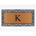 A1HC Rubber and Coir Paisley Border Heavy Duty Non-Slip Durable Double Door Monogrammed Doormat 30"X60", Black