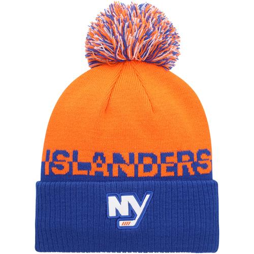 Herren adidas Orange/Royal New York Islanders COLD.RDY Strickmütze mit Bündchen und Bommel