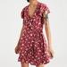 American Eagle Outfitters Dresses | American Eagle Orange Red Wrap Floral Short Sleeve Dress | Color: Orange/Red | Size: S