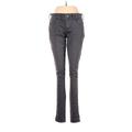 Express Jeans Jeans - Mid/Reg Rise Skinny Leg Denim: Gray Bottoms - Women's Size 0 - Dark Wash