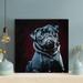 Latitude Run® Black Pug In Gray Coat - 1 Piece Rectangle Graphic Art Print On Wrapped Canvas in Black/Gray | 12 H x 12 W x 2 D in | Wayfair