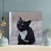 Red Barrel Studio® Tuxedo Cat Sitting On Floor - 1 Piece Square Graphic Art Print On Wrapped Canvas in Black/White | 32 H x 32 W x 2 D in | Wayfair