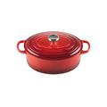 Le Creuset Enameled Cast Iron Oval Dutch Oven w/ Lid Non Stick/Enameled Cast Iron/Cast Iron in Gray/Red | 7 H x 16 W in | Wayfair 21178031060041