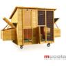 Poulailler pour 4 poulets Poulailler roulant 214x125x108cm Poulailler en bois avec 2 nichoirs, toit