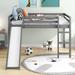 Modern Style Pine Wood Full Size Loft Bed with Slide and Ladder and Guard Rails, Multifunctional Design