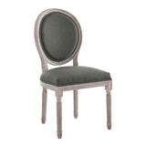 French Vintage Upholstered Fabric Dining Chair in Black Light Gray