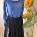 Zara Dresses | A Blue Blouse, And Black Skirt, Size L. | Color: Black/Blue | Size: L