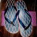 Tory Burch Shoes | Authentic Tory Burch Sandals Navy/Red Flip Flops Cut Out Size 8 | Color: Blue | Size: 8