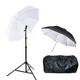 Photography Umbrella Kit with 2m Light Stand Flash Strobe Bracket White Umbrella Black Silver Reflective Umbrella for Photo Video Portrait Photography