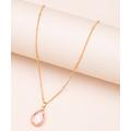 Don't AsK Women's Necklaces Goldtone - Light Pink Crystal & Goldtone October Pear Pendant Necklace