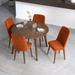 Huntington Modern Solid Wood Walnut Round Dining Table and 4 Chairs Set in Burnt Orange