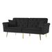 Everly Quinn Twin 76.7" Wide Velvet Tufted Back Convertible Sofa Wood/Velvet in Black | 32.3 H x 76.7 W x 33.1 D in | Wayfair