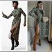 Zara Dresses | New Zara Green Printed Slit Midi Night Out Dress | Color: Green | Size: Xl
