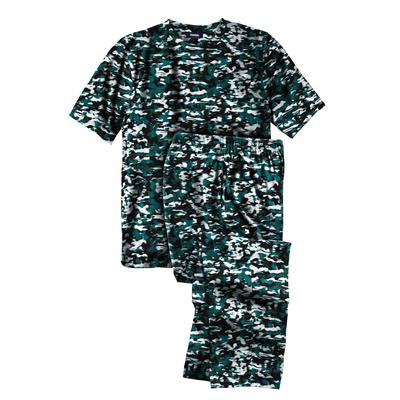 Men's Big & Tall Lightweight Cotton Novelty PJ Set by KingSize in Camo (Size XL) Pajamas