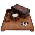NaoSIn-Ni Wooden Go Table Set 19X19 Etched Board - Double Convex Stones - Solid Wood Bowls - Aluminium Alloy Storage Box, Classic Chinese Strategy Board Game