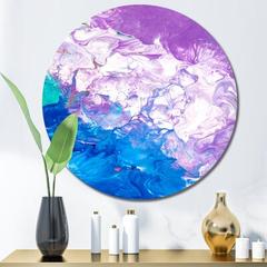 East Urban Home Blue Pink & White Liquid Waves - Modern Circle Wall Art 11.0 H x 11.0 W x 1.0 D in blue/indigo in Blue;pink;purple | Wayfair