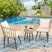 Bayou Breeze 3 Pieces Patio Conversation Bistro Set Outdoor Pe Rattan Chairs Set w/ Round Tempered Glass Top Table & Cushions For Patio, Balcony | Wayfair