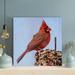 Red Barrel Studio® Brown Bird On Brown Rock - 1 Piece Rectangle Graphic Art Print On Wrapped Canvas in Blue/Brown/Red | 12 H x 12 W x 2 D in | Wayfair