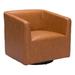Club Chair - 17 Stories Peatman Polyurethane Club Chair Faux Leather/Metal in Brown | 28 H x 30.3 W x 27.2 D in | Wayfair