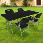 Lot Table Pliante et 4 Chaise Pliante Noires - Table Exterieur et Chaise Pliante Confortable