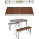 Table Exterieur, Table Pliante de Camping Valise + 2 Bancs en Aluminium - Marron 906070cm - Aqrau