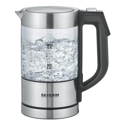 SEVERIN Digitaler Mini Glas-Wasserkocher WK 3458 - 0.5 L silber, 17.3x19.5x10.8 cm