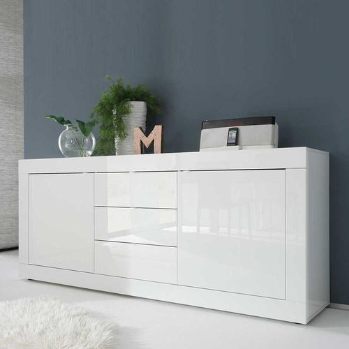 Wohnzimmer Sideboard in Hochglanz Weiß 210 cm