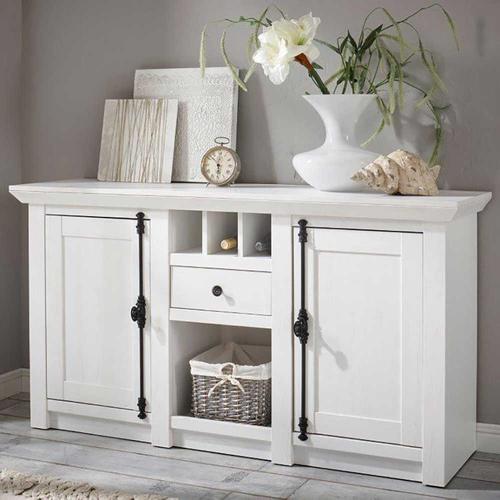 Esszimmer Sideboard mit Weinfach Pinie Weiß