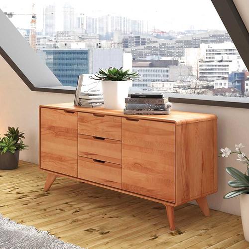 Massivholz Sideboard aus Kernbuche geölt Grifflöchern