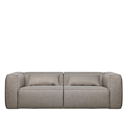 Dreier Sofa in Hellgrau Webstoff Armlehnen