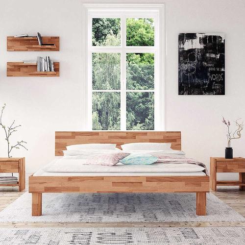 Doppelbett aus Buche Massivholz modern