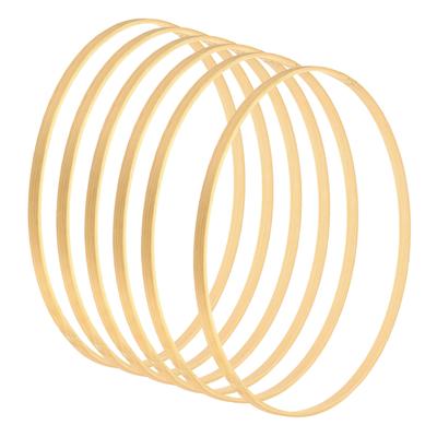 6Pcs 10.2" Wooden Bamboo Floral Hoop Rings for DIY Crafts Wedding Wreath - Natural Color