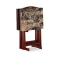 Jasper Tray Table Set Brown Faux Marble by Linon Home Décor in Brown