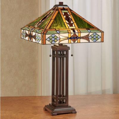 Javier Stained Glass Table Lamp Bronze , Bronze