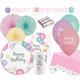 Amscan 9903804-66 - Partyset Happy Birthday Pastel, 50-teilig, Einweggeschirr & Dekoration, Geburtstag, Motto-Party