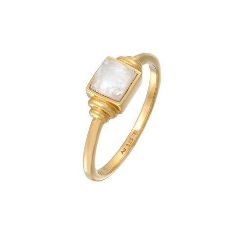 Elli PREMIUM – Elli PREMIUM Ring Mondstein Quadrat Vintage 925 Silber Ringe Damen