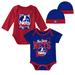 Newborn & Infant Mitchell Ness Blue/Red New Jersey Nets 3-Piece Hardwood Classics Bodysuits Cuffed Knit Hat Set