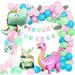 MMTX 73 Piece Girl Dinosaur Birthday Decoration Kit, Latex in Blue/Green/Pink | 9 W x 13 D in | Wayfair WFZLNQ0042