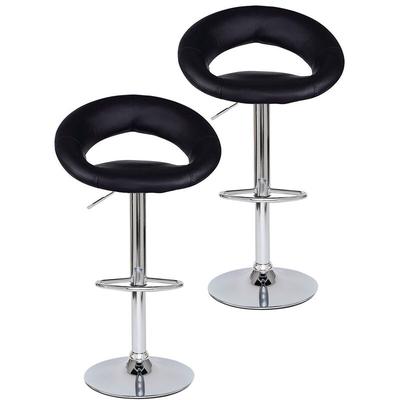 2er Set Barhocker (Modell 1) mit stufenloser Höhenverstellung, schwarz - Dibea Image
