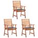 vidaXL Patio Dining Chairs 3 pcs with Cushions Solid Acacia Wood - Brown - 22" x 24.4" x 36.2"