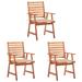 vidaXL Patio Dining Chairs 3 pcs with Cushions Solid Acacia Wood - Brown - 22" x 24.4" x 36.2"