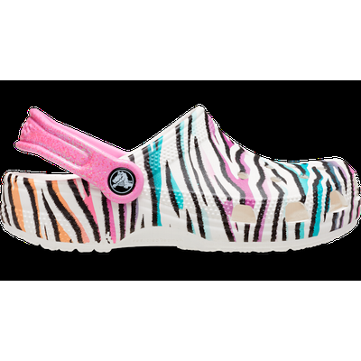 Crocs White / Multi Kids’ Classic Animal Print Clog Shoes