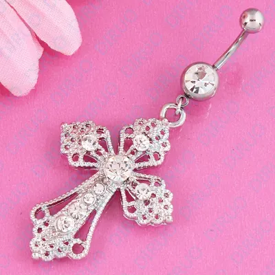 Body Piercing belly button ring Cross Pendant Belly ring fashion woman body jewellry Belly ring Accessories 14G Surgical Steel