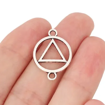 30 x Silver Color AA Alcoholics Anonymous Recovery Sobriety Triangle Symbol Connector Charms for Bracelet Jewelry Making 26x19mm
