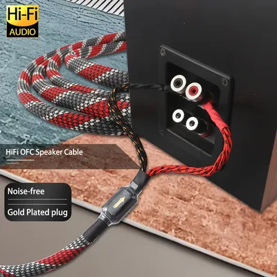 1 Pair Oxygen-free Copper（OFC）Audio HiFi Speaker Cable HI-FI High-end Amplifier Loudspeaker Cables Banana Spade plug Wire Line