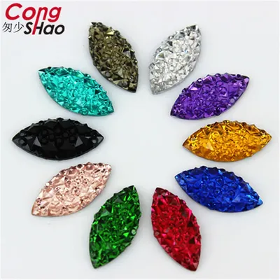 100pcs 7*15mm Crystal Resin Flatback Rhinestones Horse Eye Crystal Stones Non Hotfix Scrapbook