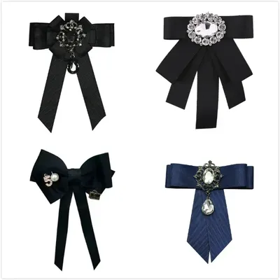 High-grade Ribbon Bow Tie Brooches Flower Shirt Collar Pin Bowknot Bowtie Corsage Men Women Bouquet Wedding Jewelry Accessories